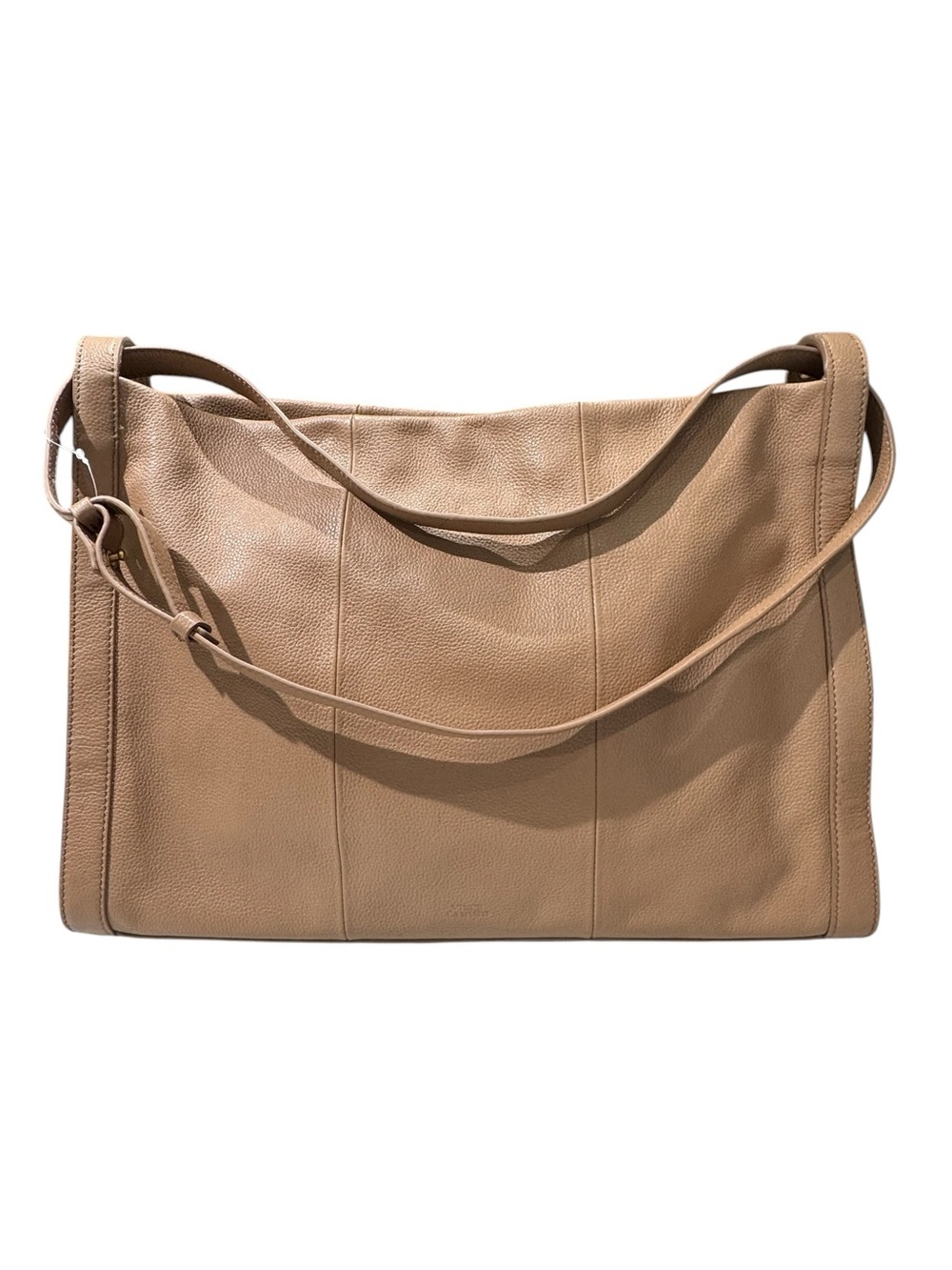 Vince Camuto Lisha Spiced Almond Pebbled Leather Shoulder Hobo Bag Gold Studs - Picture 6 of 12